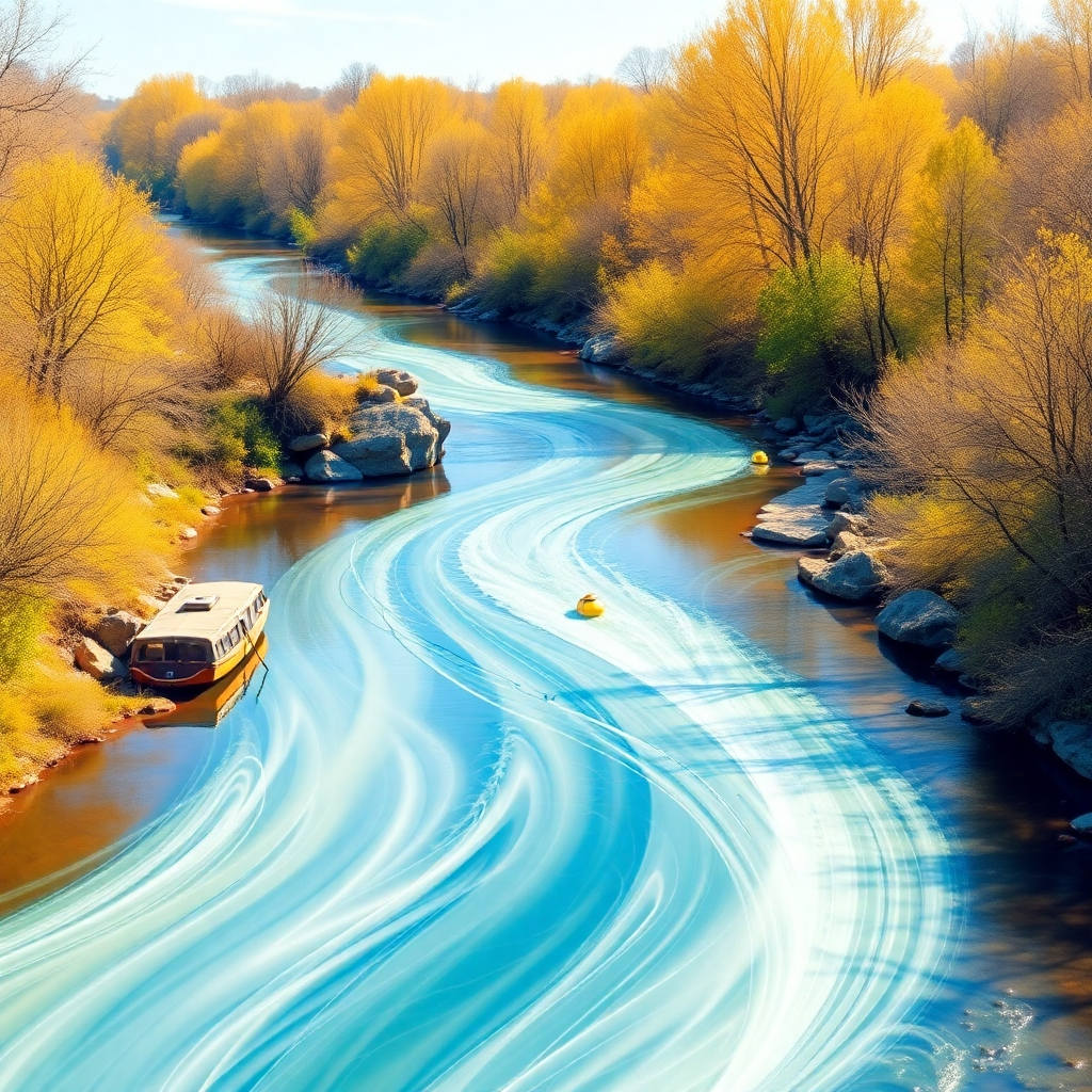 Create an image depicting a smooth, flowing river of communication, symbolizing the clinic's goal of streamlined support. Use bright, vibrant colors and a clear, uncluttered design to convey efficiency and ease of use.