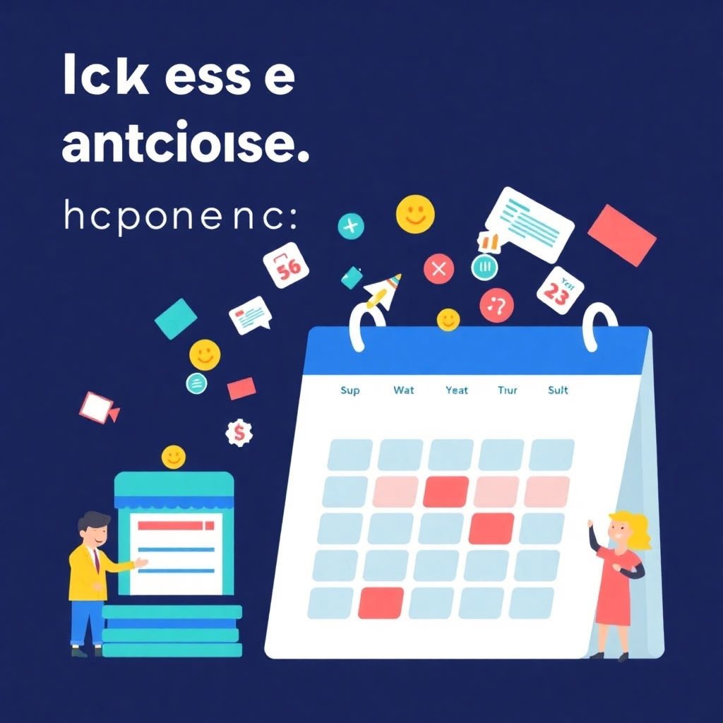Generate an image featuring a calendar overflowing with booked appointments, symbolizing the increase in efficiency. Use vibrant colors and celebratory imagery to convey the success. Incorporate icons representing happy patients and successful bookings.
