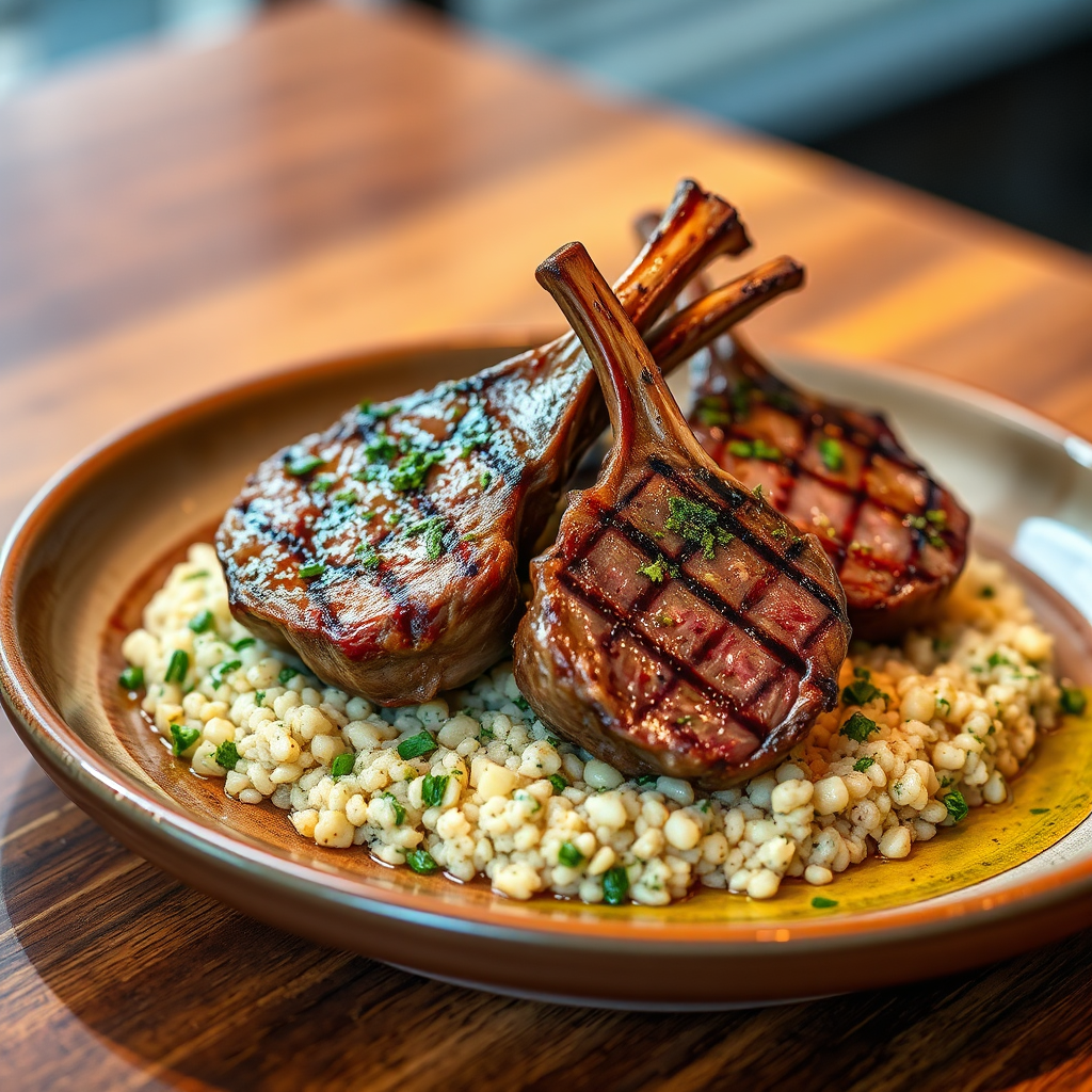 Grilled lamb chops with couscous