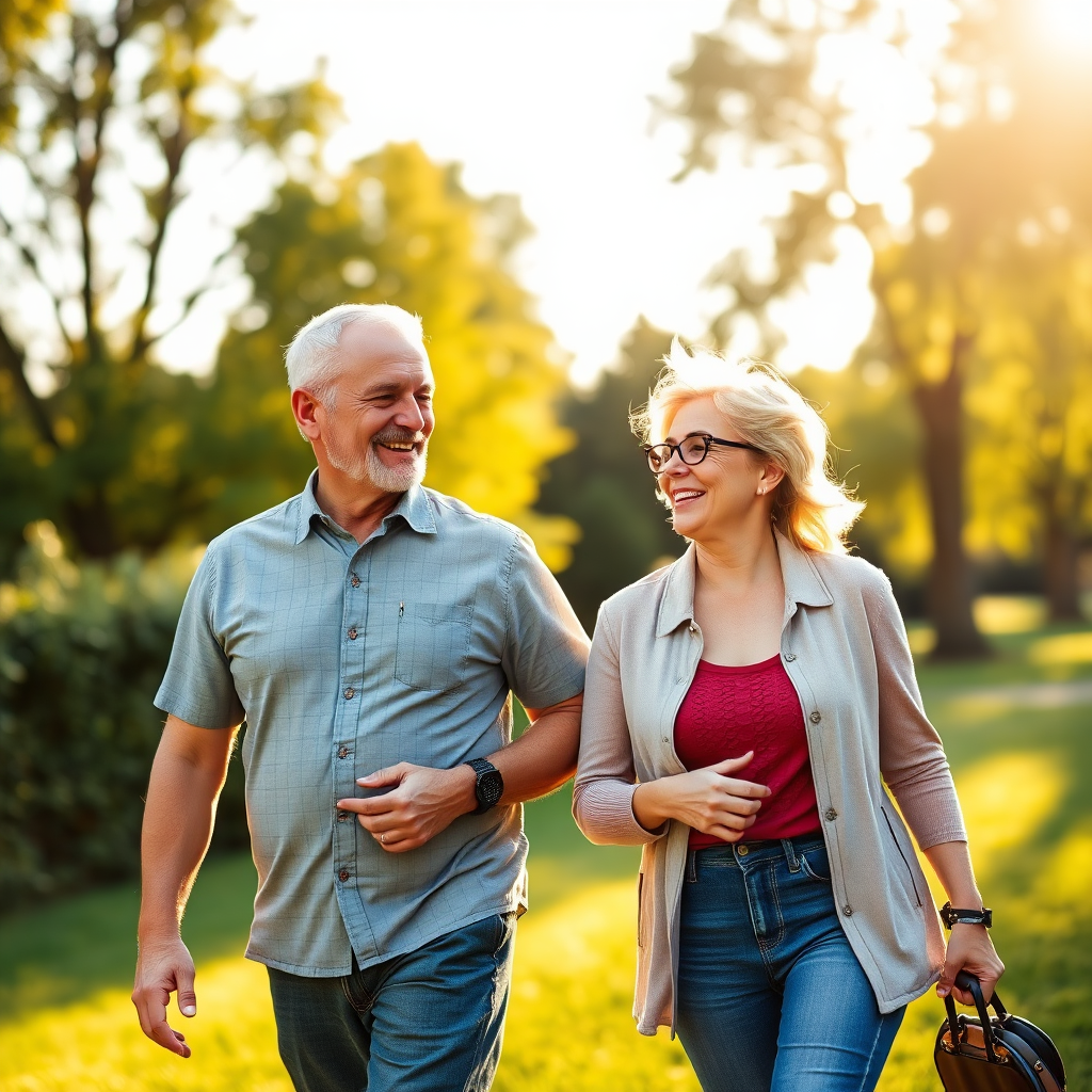 Happy, healthy friends walking outdoors