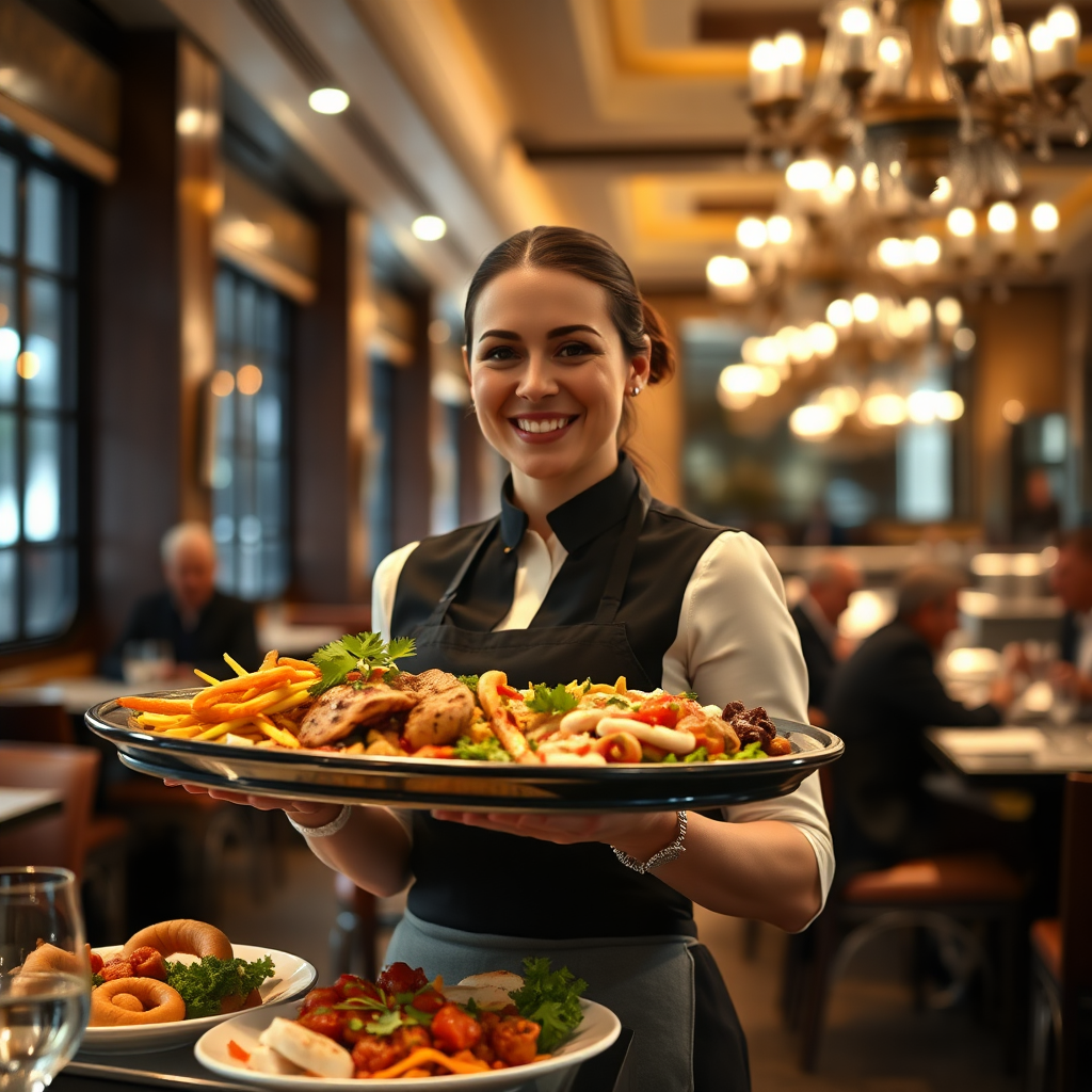 Waitress serving
