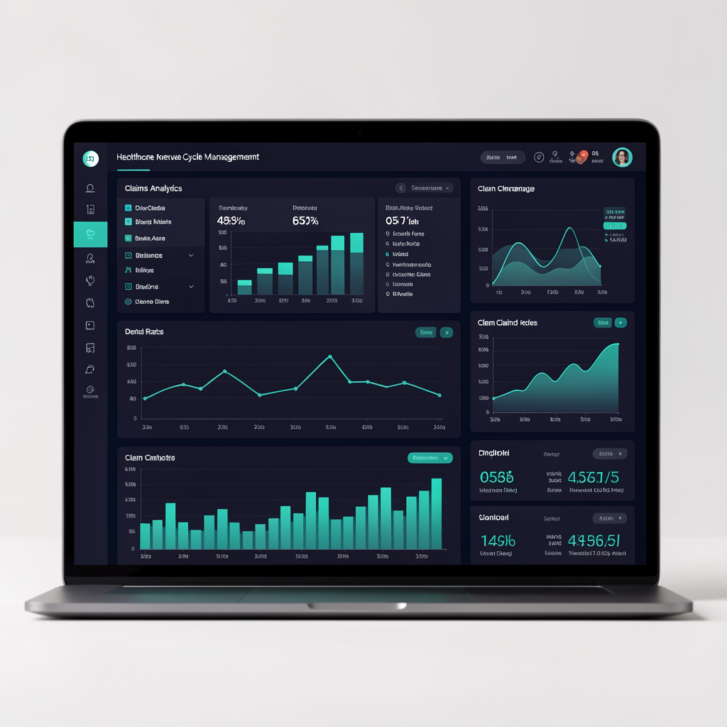Healthcare billing dashboard on laptop