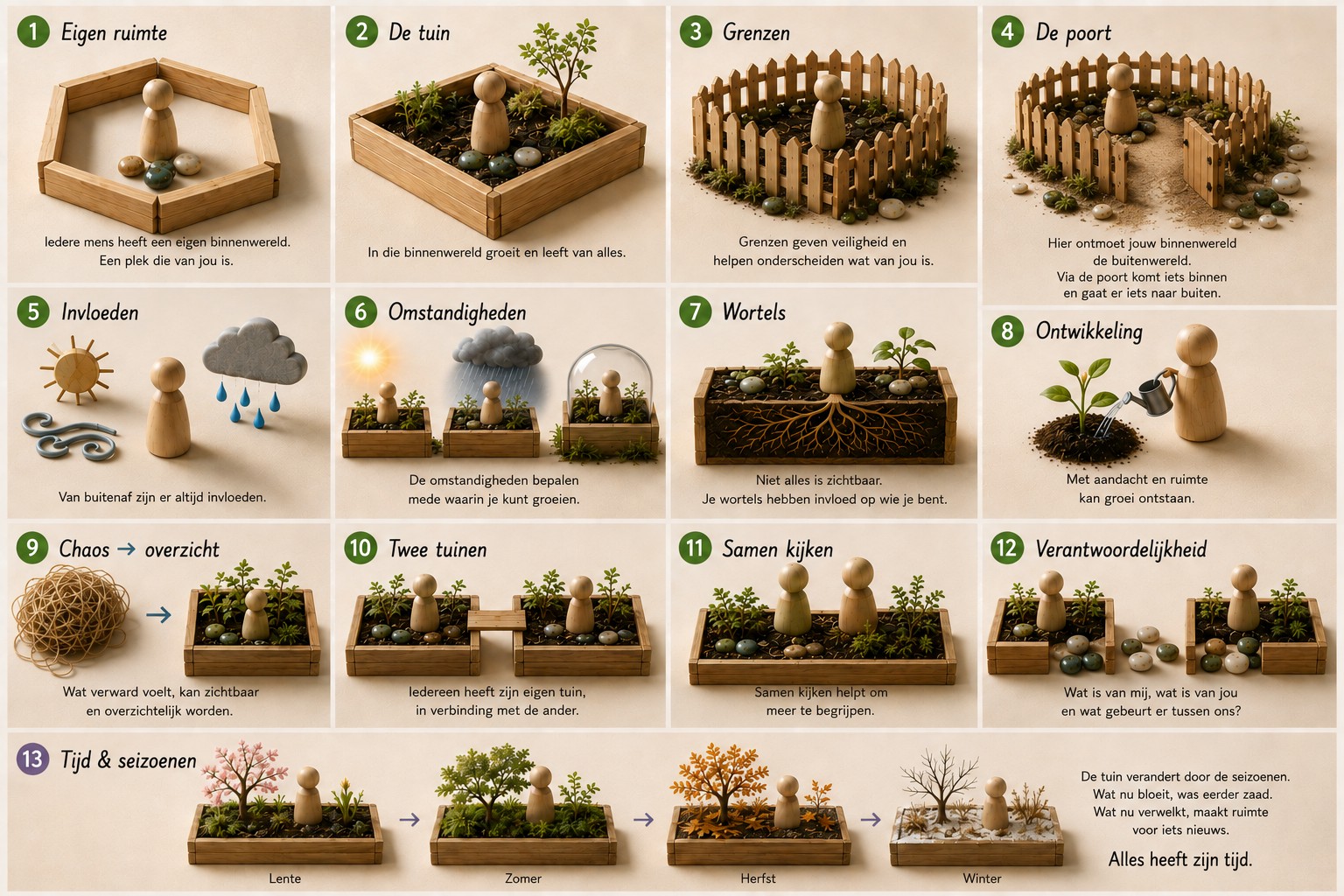 Overzicht van de 13 kernbeelden van De Tuinmetafoor