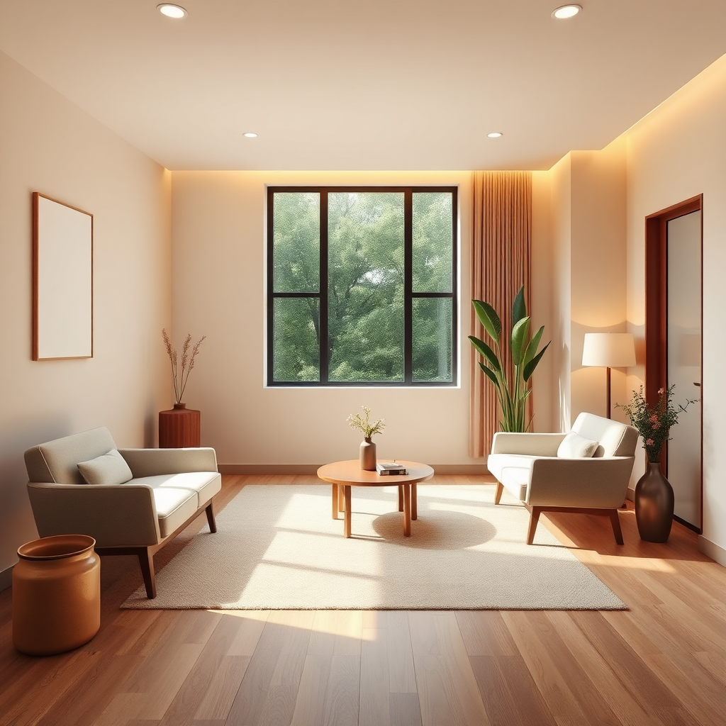 Calm therapy session in a modern, inviting space