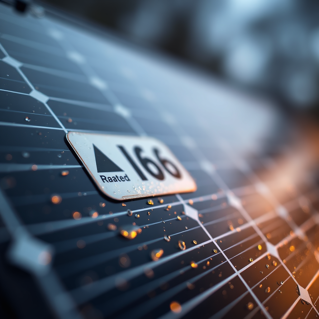 Close-up of solar panel and IP rating
