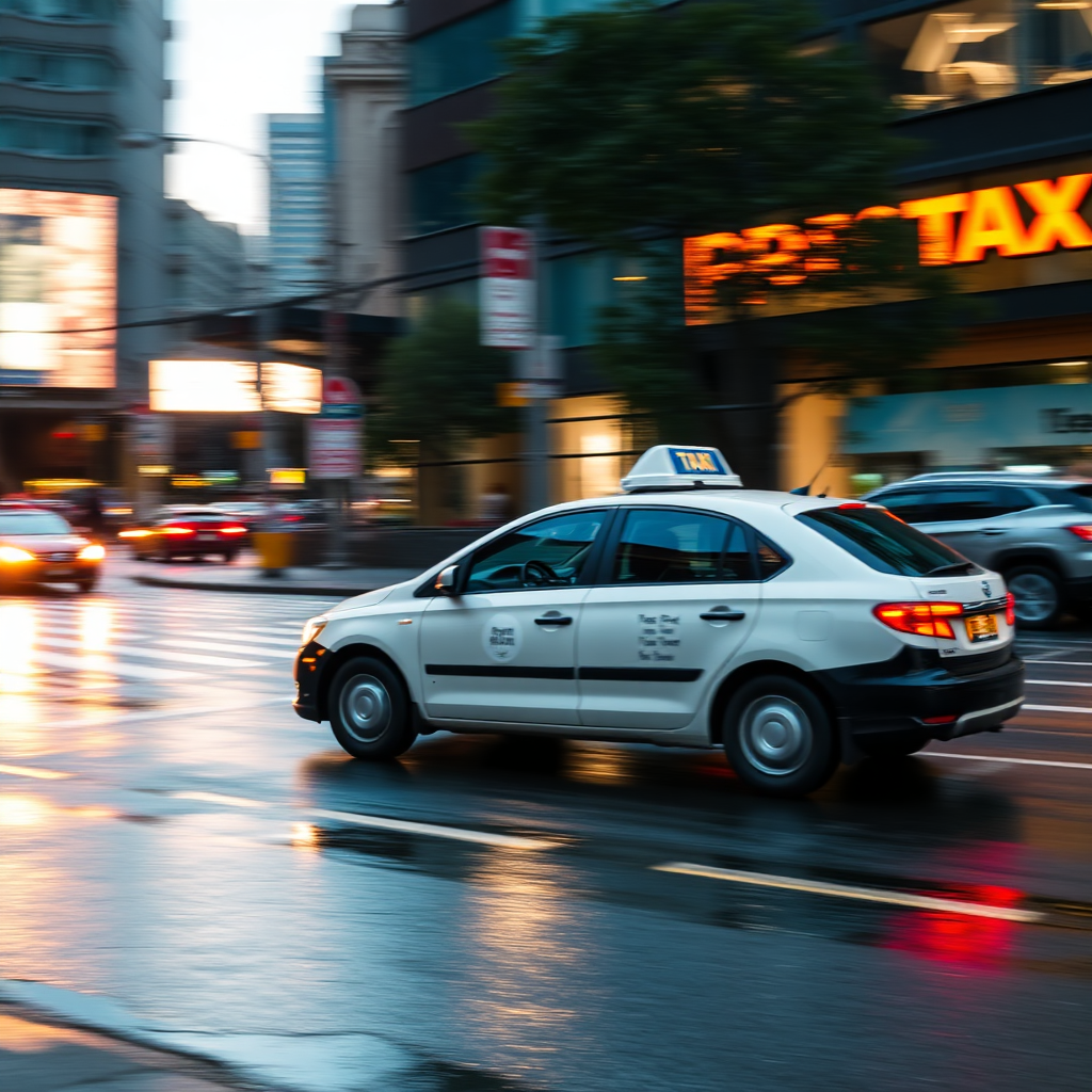 Moving taxi exterior
