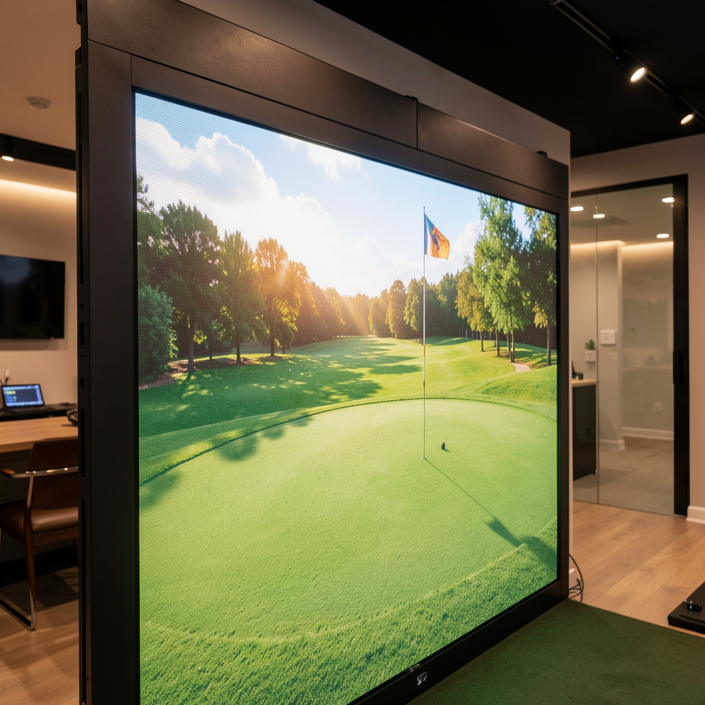 Realistic indoor golf simulator screen