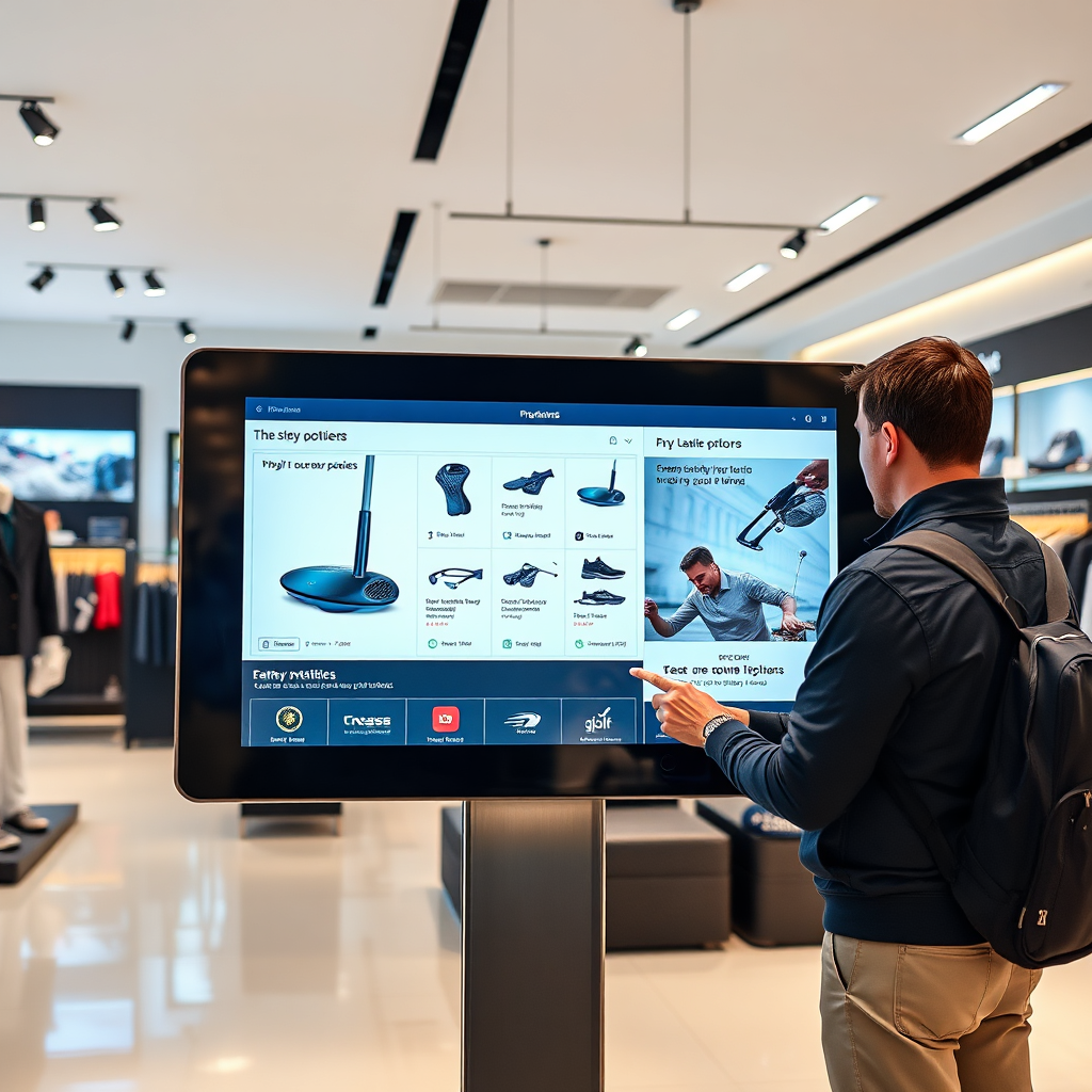 JGolfPanel in a retail store showing product information