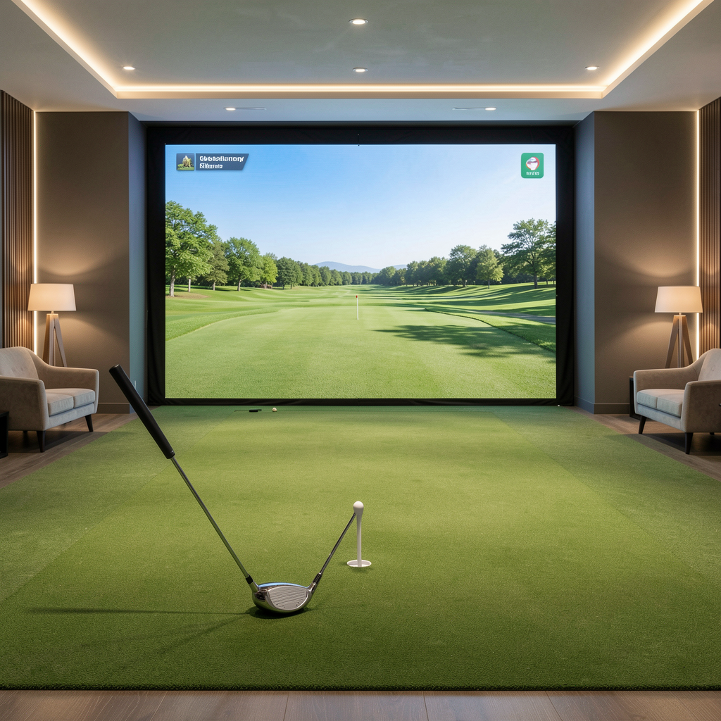 Indoor golf simulator setup