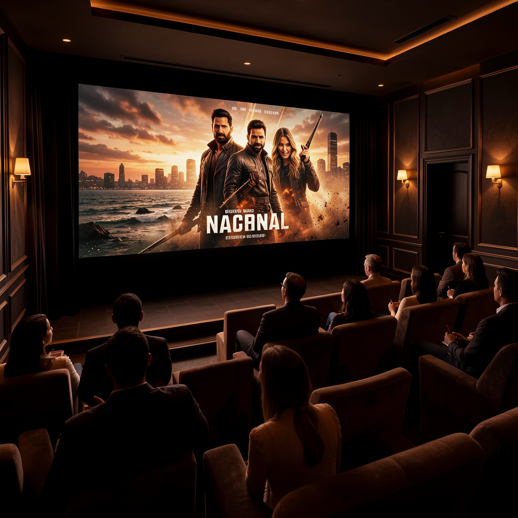 Private cinema setup with giant screen
