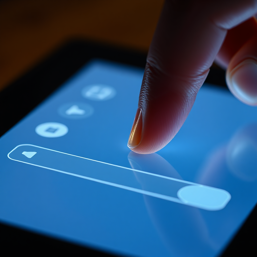 Close-up of a finger interacting with the JGolfPanel screen