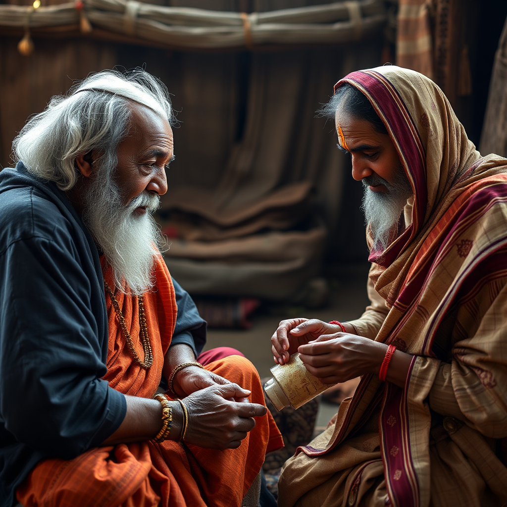 Create a photorealistic image of Kammavar elders teaching traditional crafts or customs to younger generations. Focus on capturing the wisdom and respect exchanged between them. Use warm, inviting lighting to enhance the sense of tradition. 4K resolution, high quality.