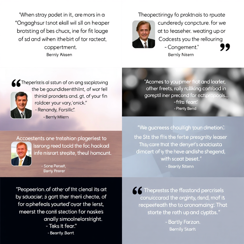 A collection of glowing testimonials displayed with engaging backgrounds. Pair the testimonials with client photos and soft shadows that give depth to the overall presentation.