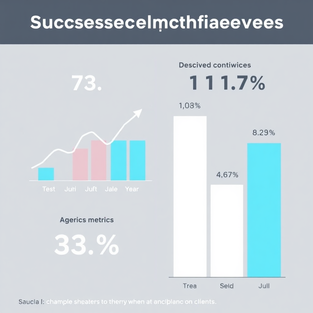  A visually compelling chart or graph displaying success metrics achieved for clients. The design should be modern and optimized for quick comprehension, showcasing the quantitative outcomes.