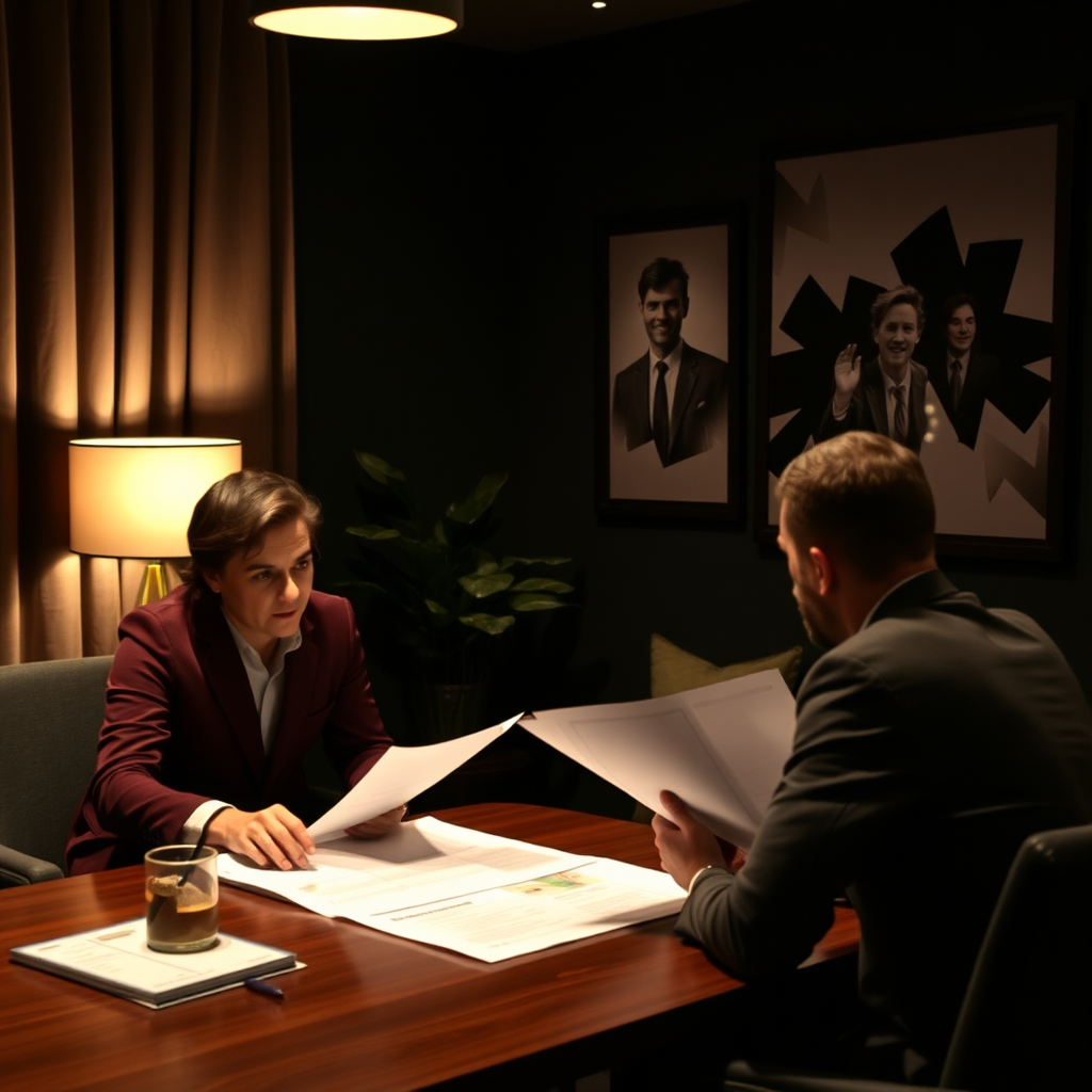  A WXS consultant discussing plans with a client in a cozy, dark-themed meeting space, symbolizing a strong client relationship and personalized service.