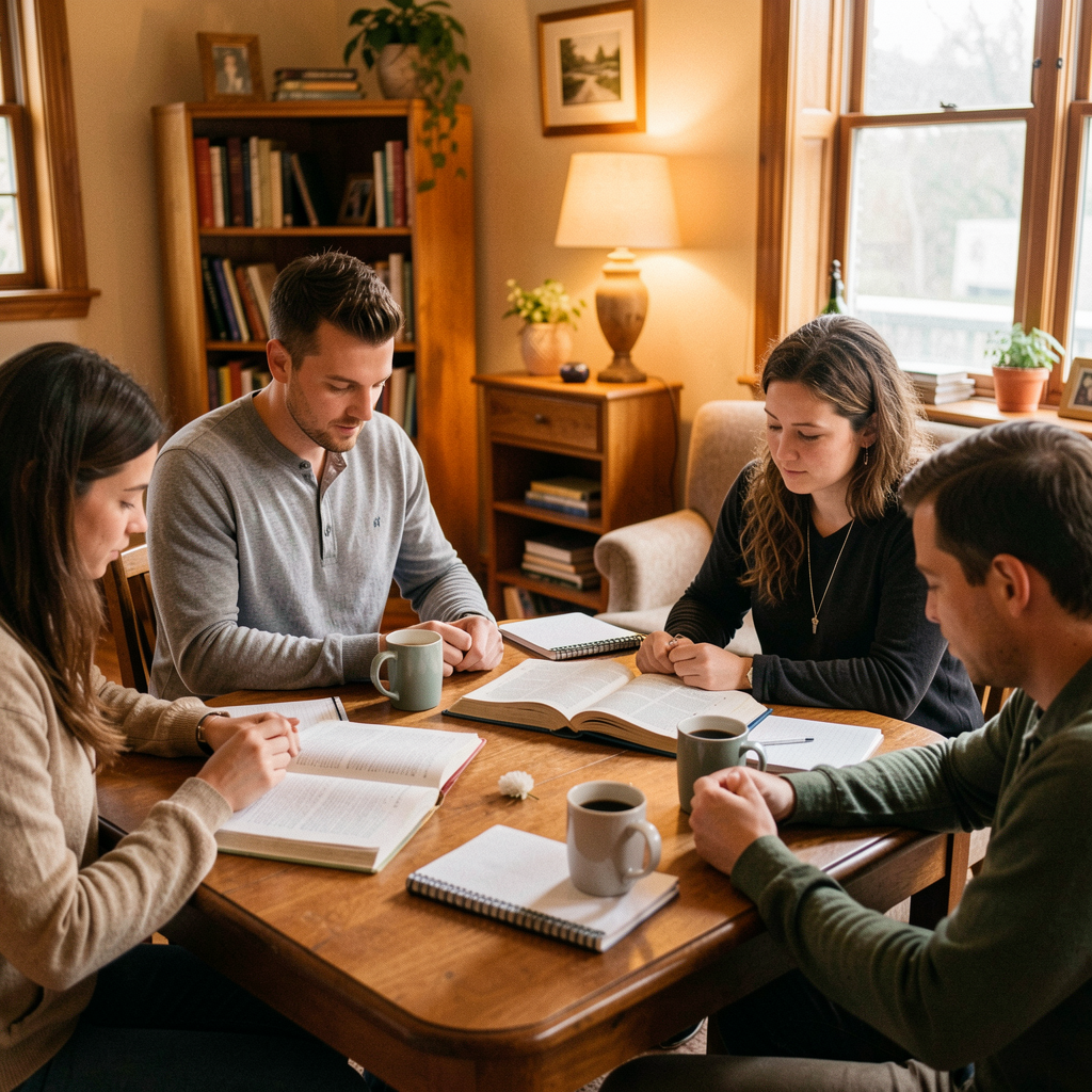 People studying the Bible