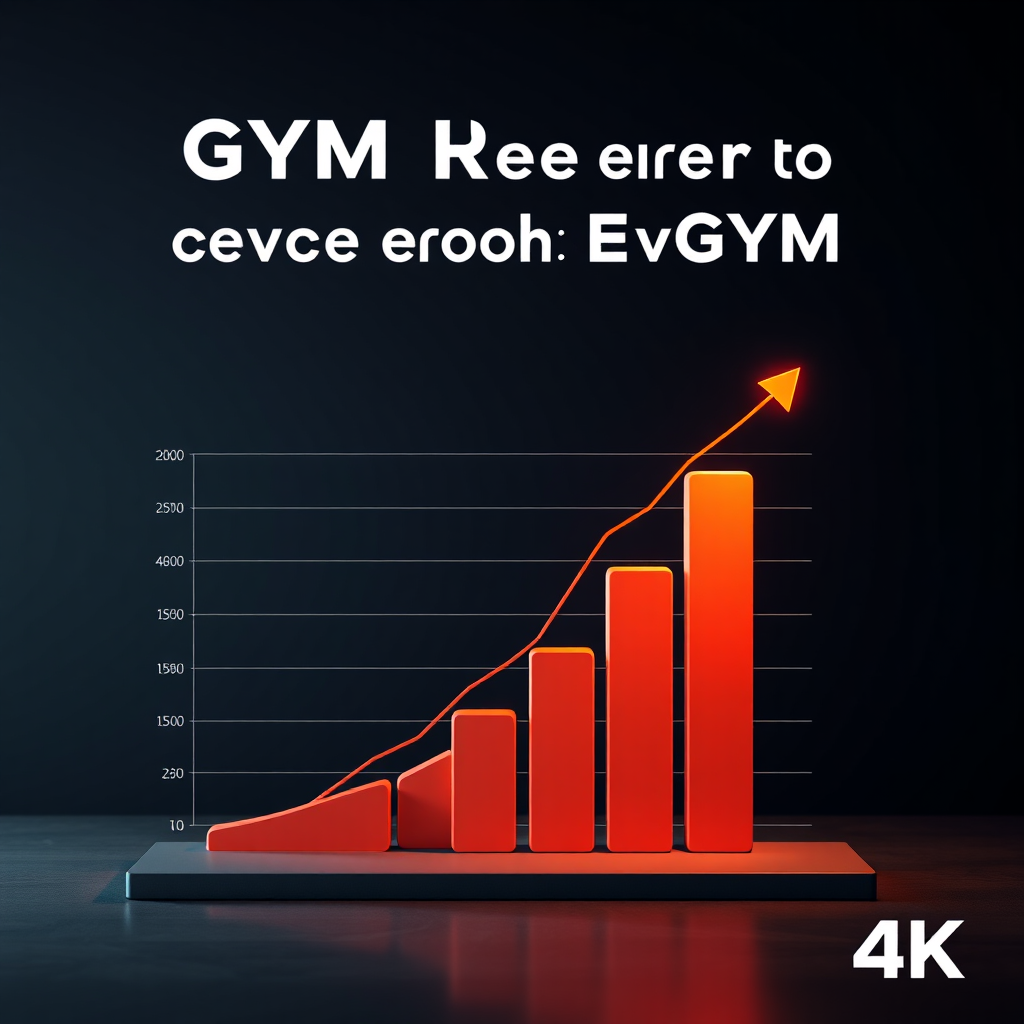 Una imagen estilizada que muestra un gráfico que representa el crecimiento de los ingresos de un gimnasio que utiliza Ismefit. El gráfico debe mostrar claramente una tendencia alza. La iluminación es profesional e informativa, con una estética limpia y moderna. Resolución 4K.