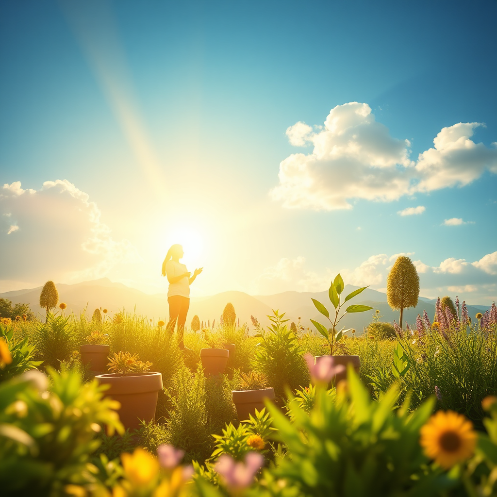  Una imagen estilizada que muestra un futuro brillante y prometedor, con un enfoque en la salud, el bienestar y la sostenibilidad. La iluminación es cálida y acogedora, con una estética limpia y moderna. Resolución 4K.