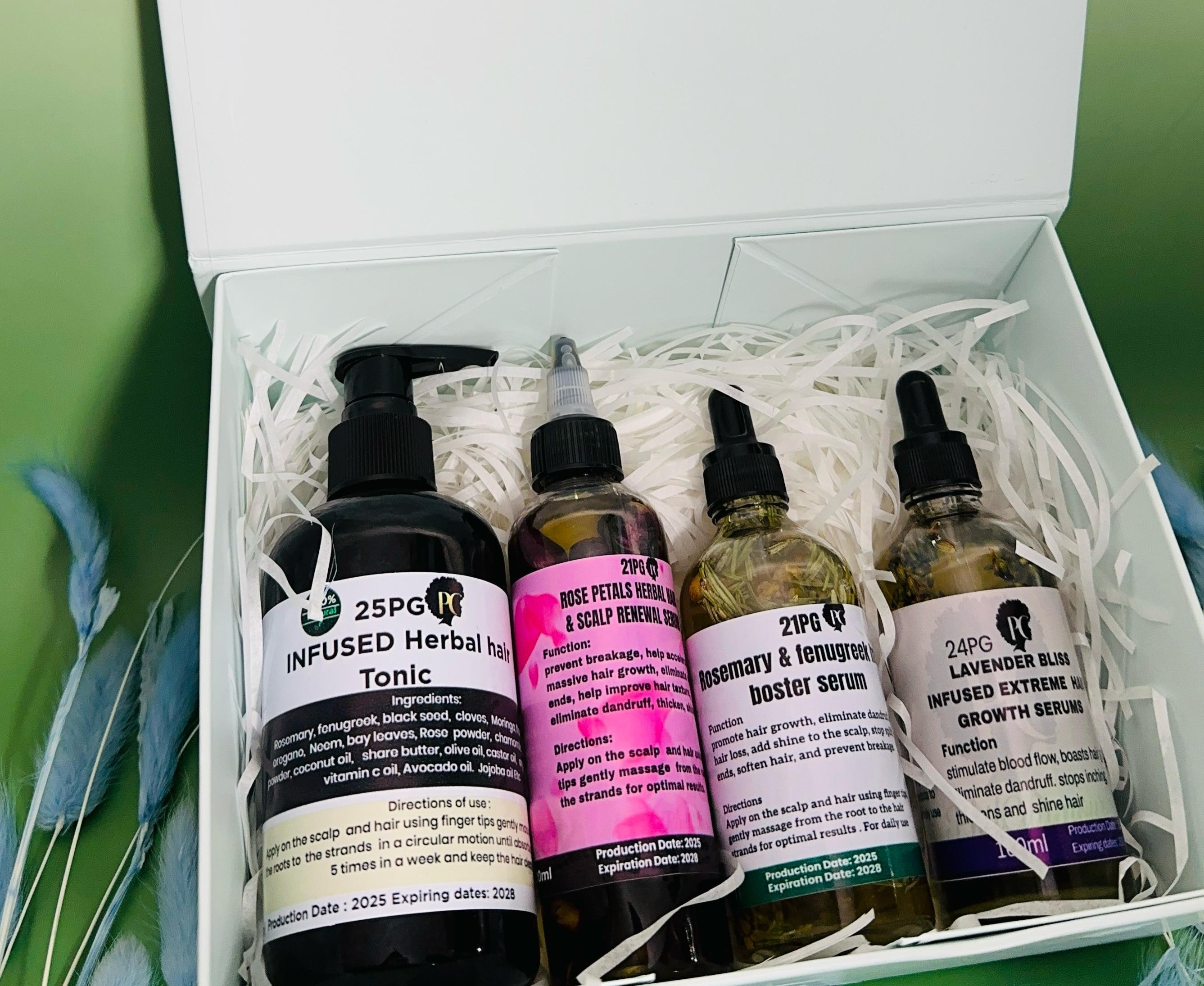 Image of beautifully arranged PhilGlamour product bottles, conveying a message of quality and effectiveness. 4K resolution, high-quality lighting