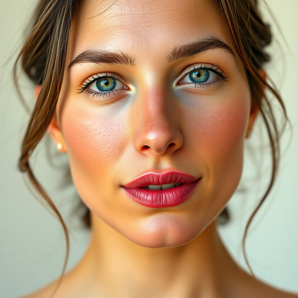 A close-up photorealistic image of a woman's face, showcasing healthy, glowing, hydrated skin.  The background should be softly blurred, focusing attention on her radiant complexion.  Natural lighting, emphasizing dewy skin.  The woman appears to be in her late 20s to early 30s with minimal makeup.  High resolution, 8k quality image.