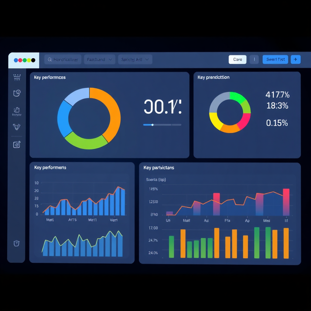 A photorealistic image of a digital dashboard displaying key performance indicators (KPIs) and data visualizations. The dashboard should be clean and easy to understand, with a focus on clarity and accuracy.