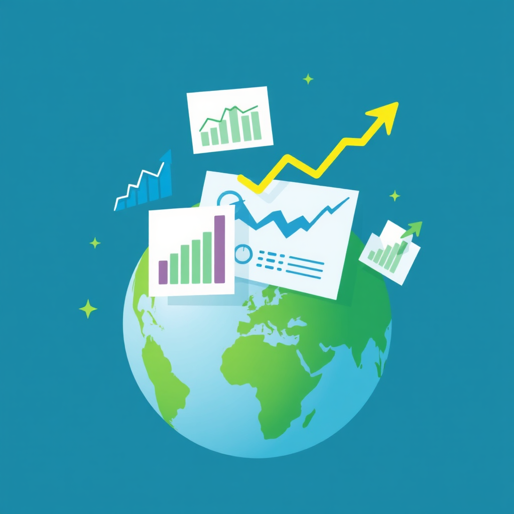 A stylized image representing market analysis, with charts, graphs, and maps overlayed on a globe. The color palette should be primarily blue and green, representing growth and exploration.