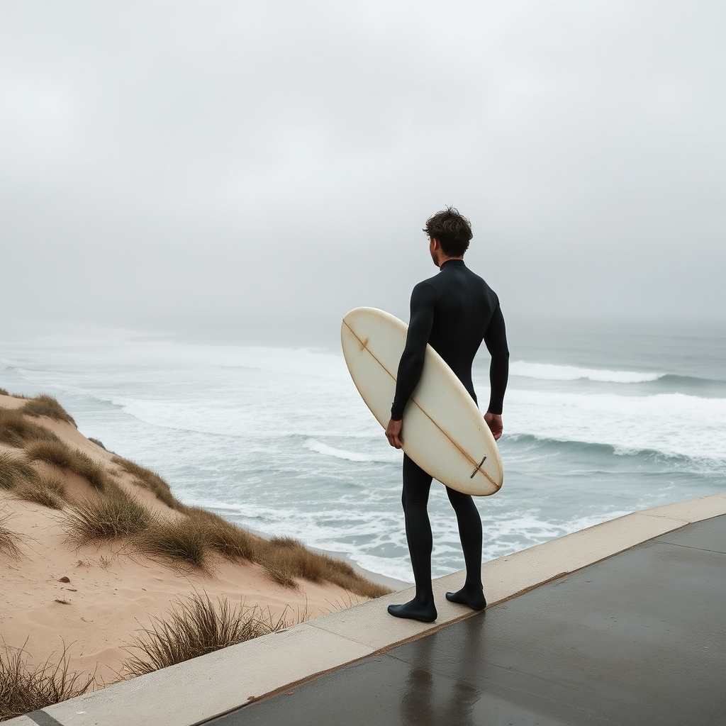 Windy Cape Town coastline with sea spray and muted tones