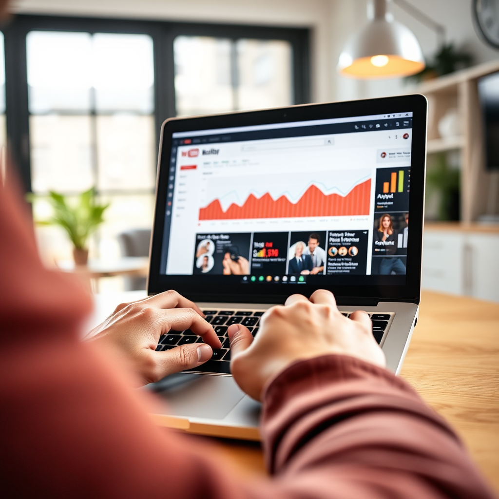 Creator focusing on YouTube analytics