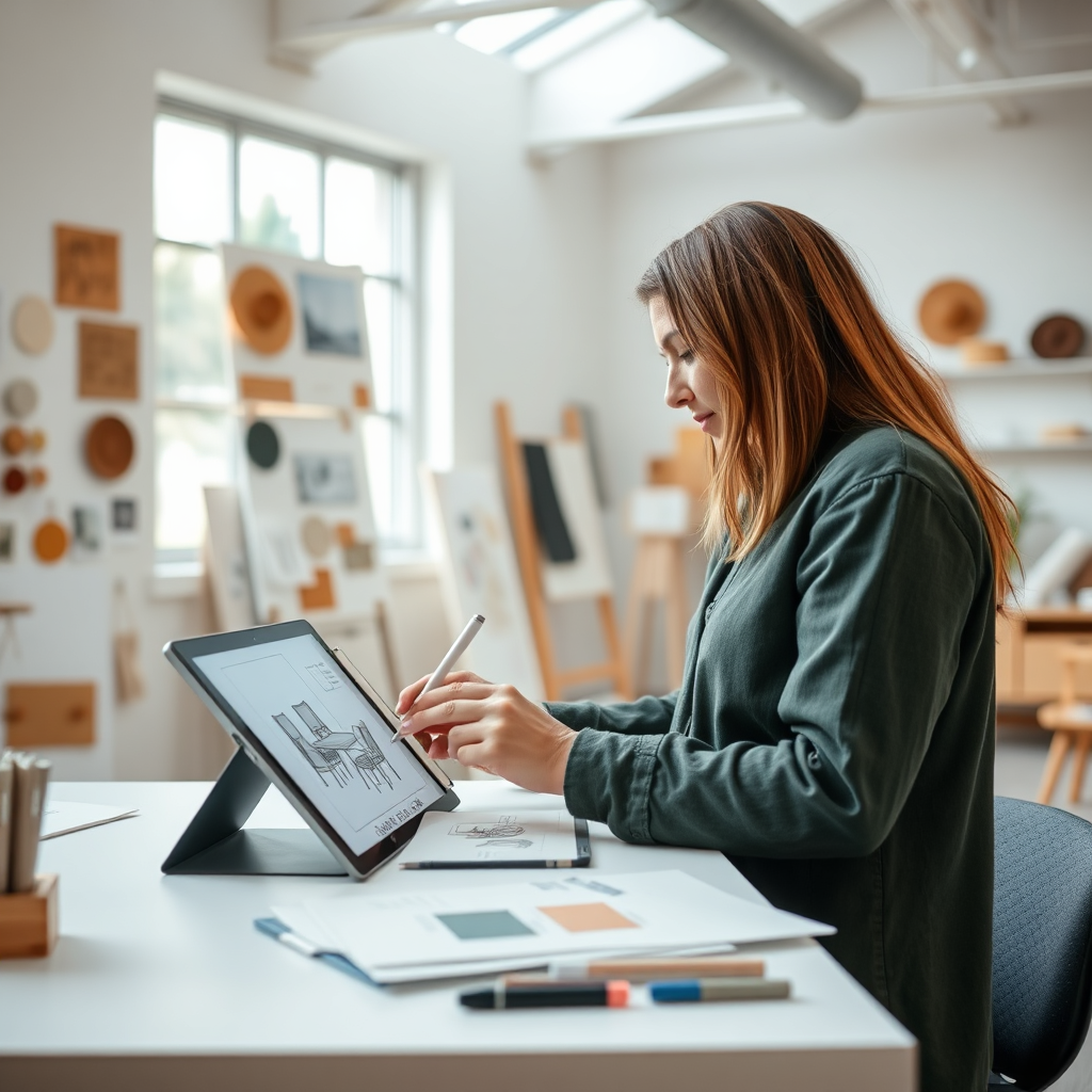 Designer sketching furniture