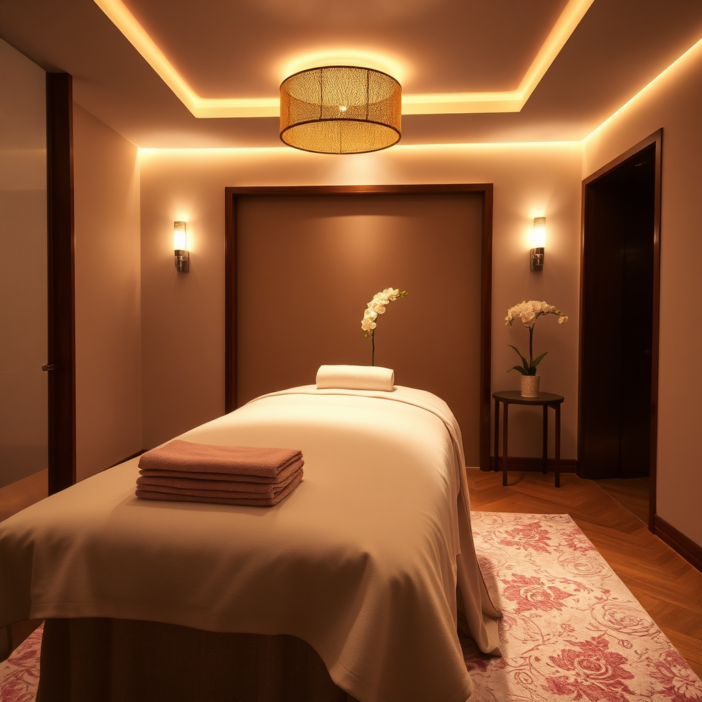 Calm and luxurious spa treatment room