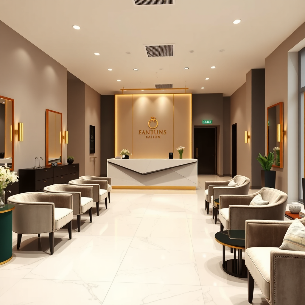 Elegant salon reception area