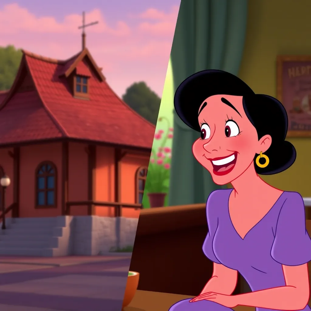 A split-screen image showcasing a traditional still photo on one side and a vibrant animated scene on the other. The animated side features a cheerful woman talking animatedly, expressing joy, with her surroundings subtly moving, capturing the essence of lively memories.