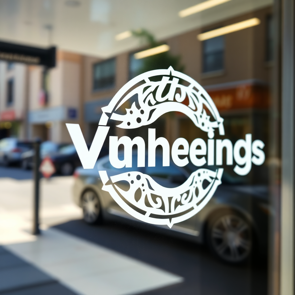 Vinyl cut-out logo on window