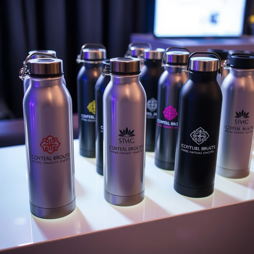 Personalized drink bottles with corporate branding