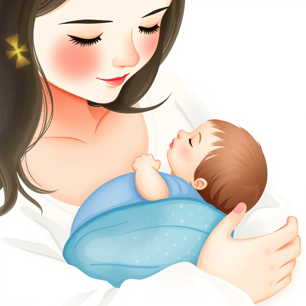 Illustration of a mother and baby