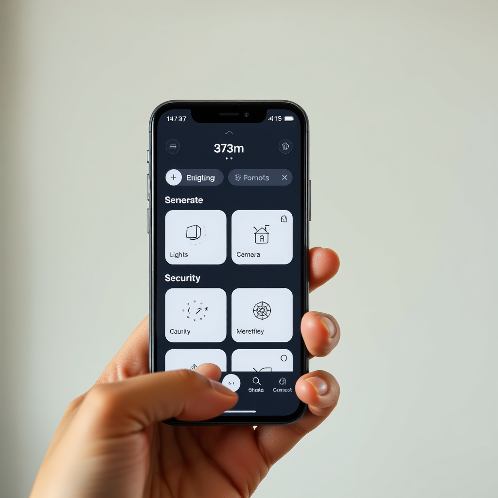 Smart home app dashboard on a phone screen