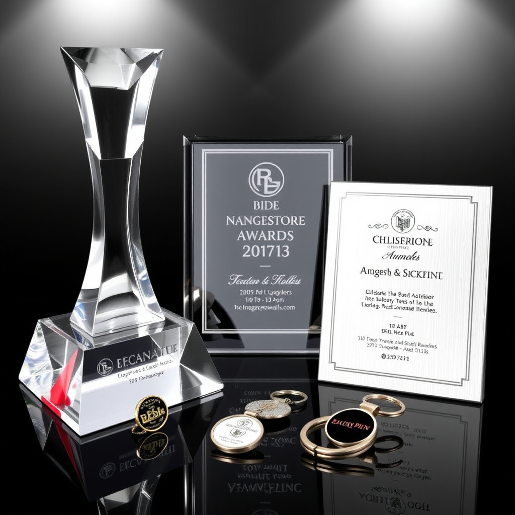 Showcase of awards and promotional items