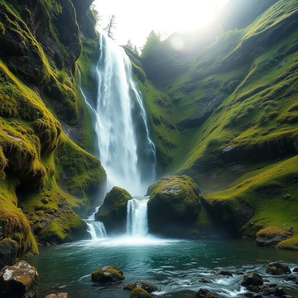 Majestic waterfall in nature