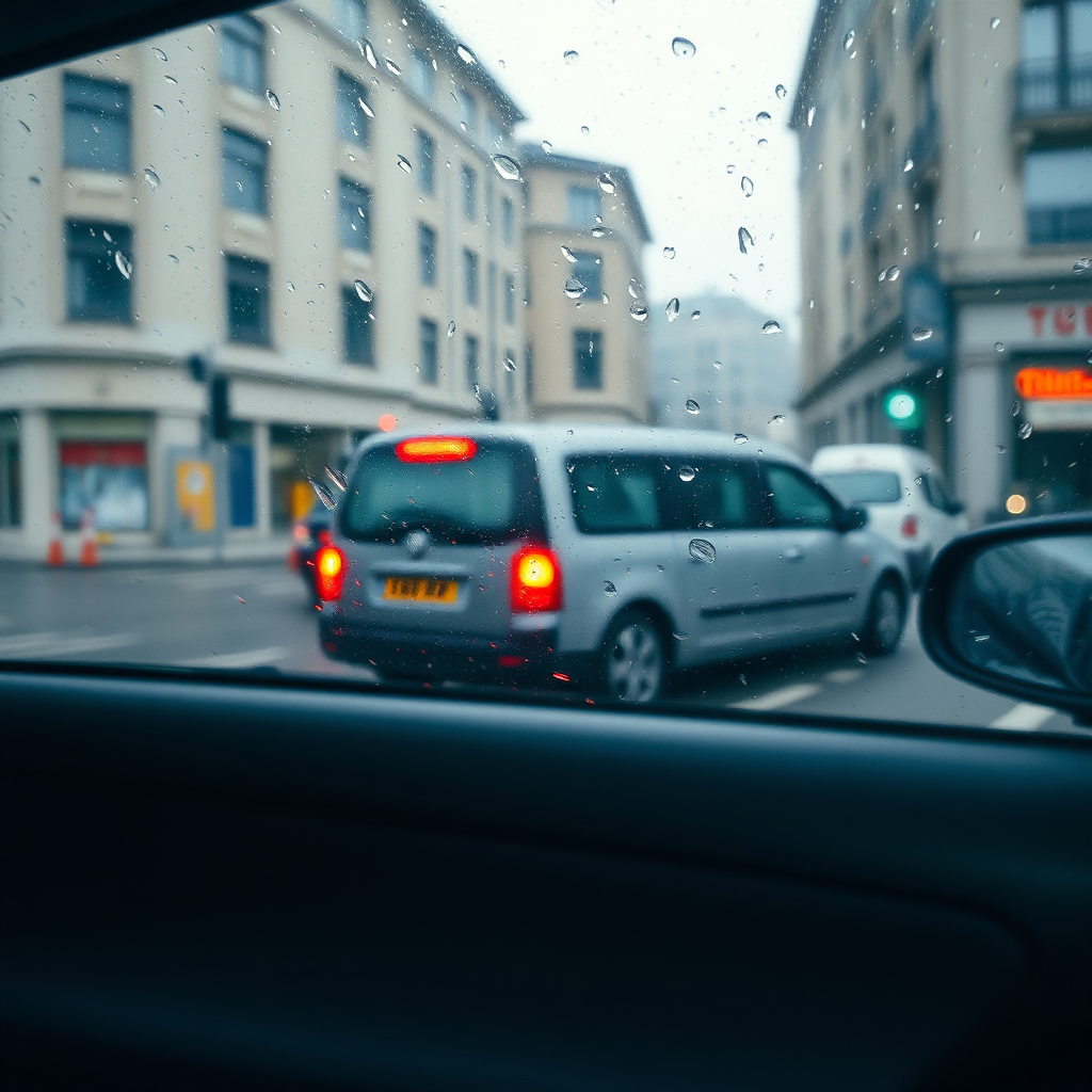 Busy city street commute scene