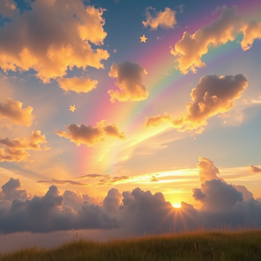Magical rainbow sky background
