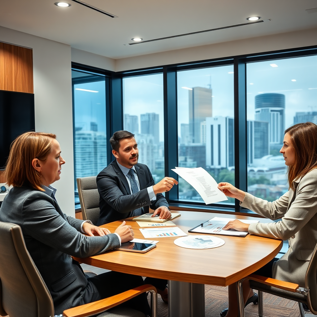 Professional CA firm meeting discussing compliance