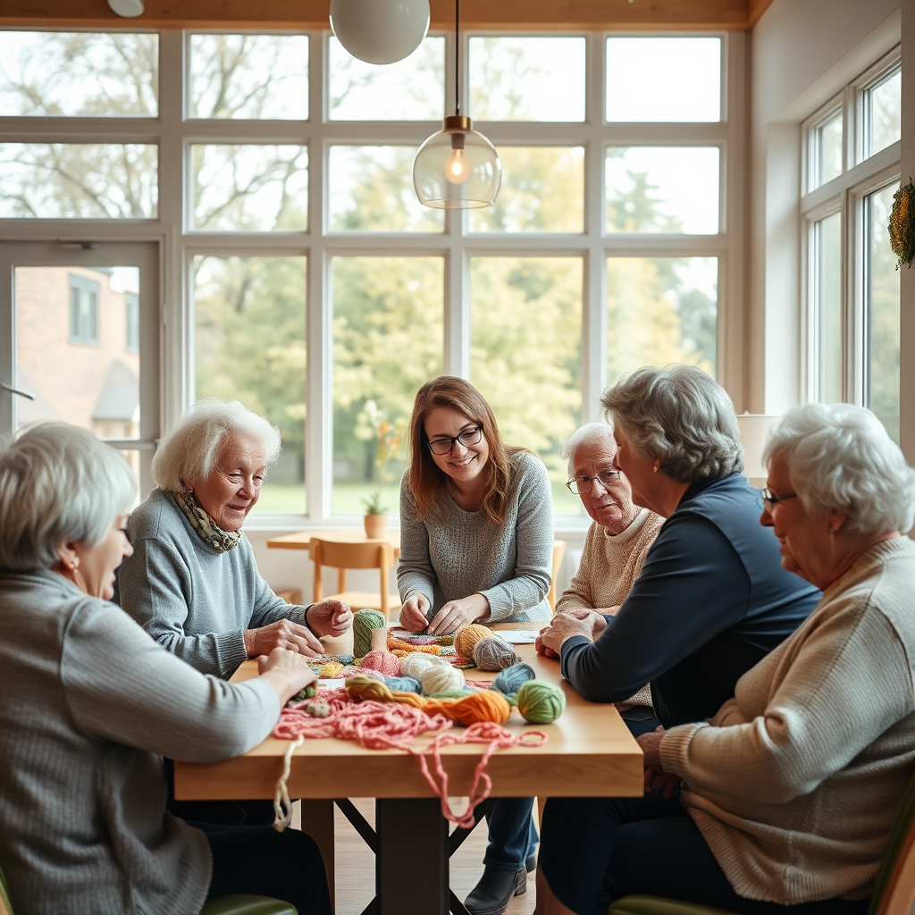 Seniors enjoying a craft session