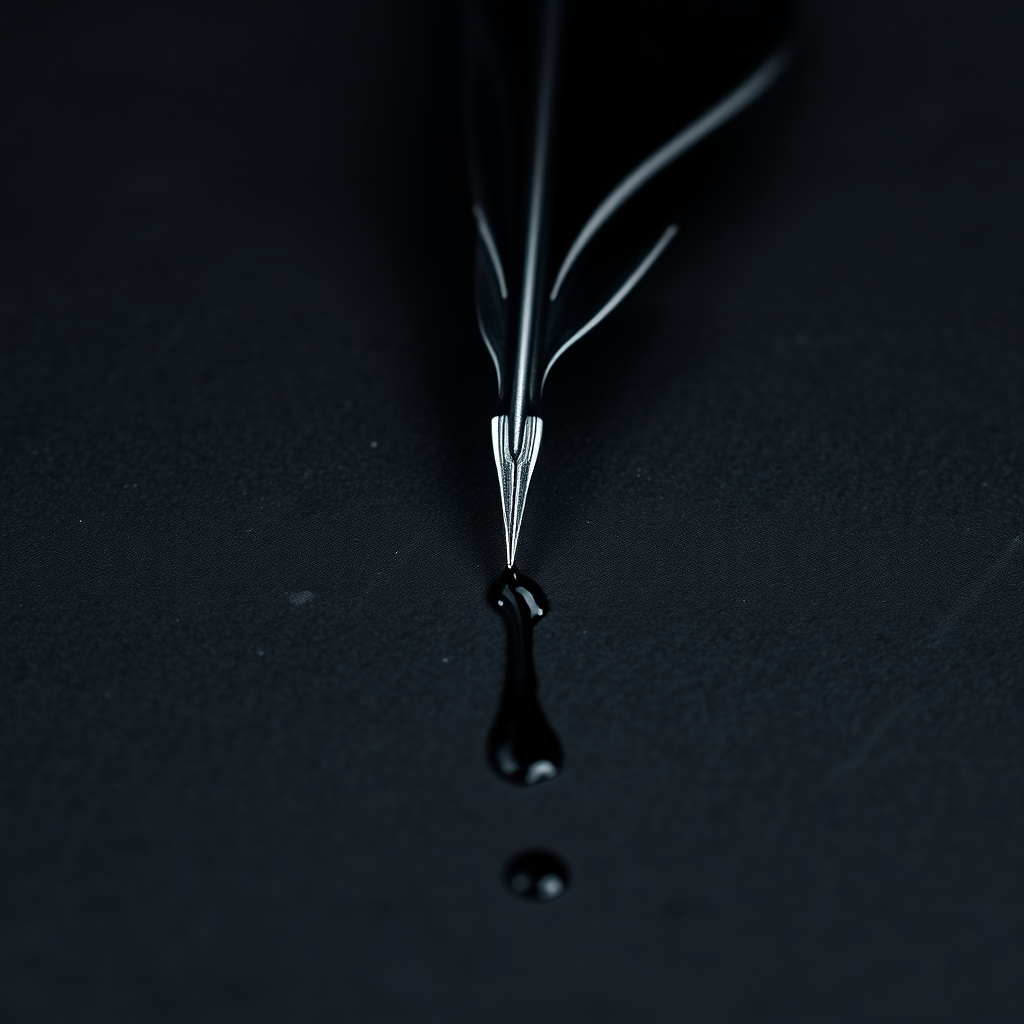 Bookmark with dripping ink quill motif