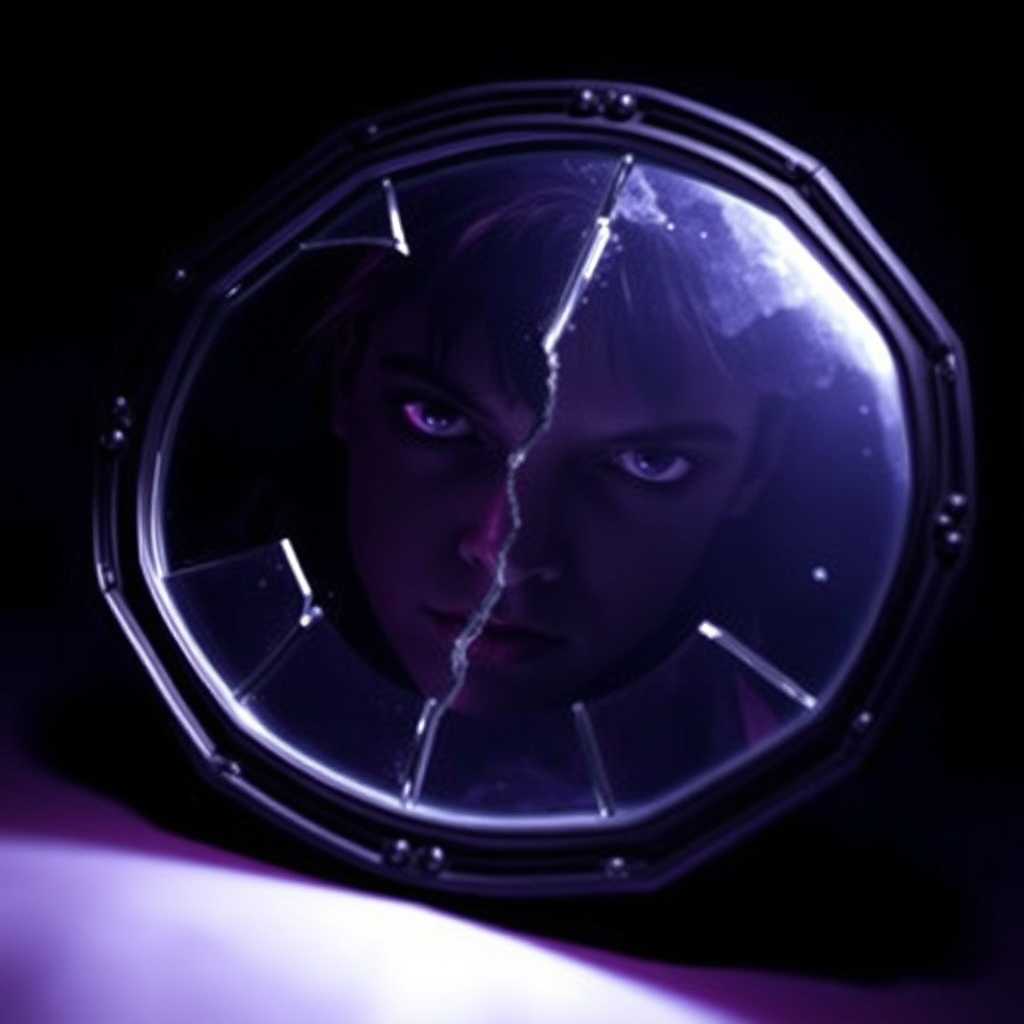 Mini novel cover with fractured mirror motif