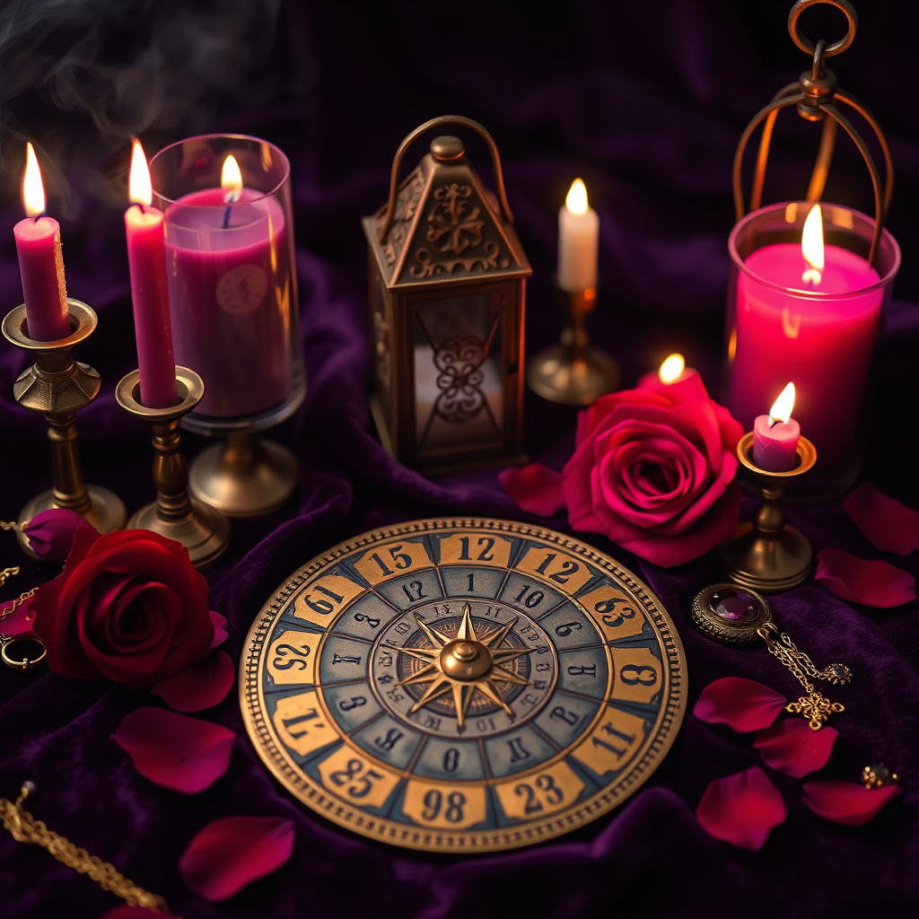 Objetos rituales de numerología del amor