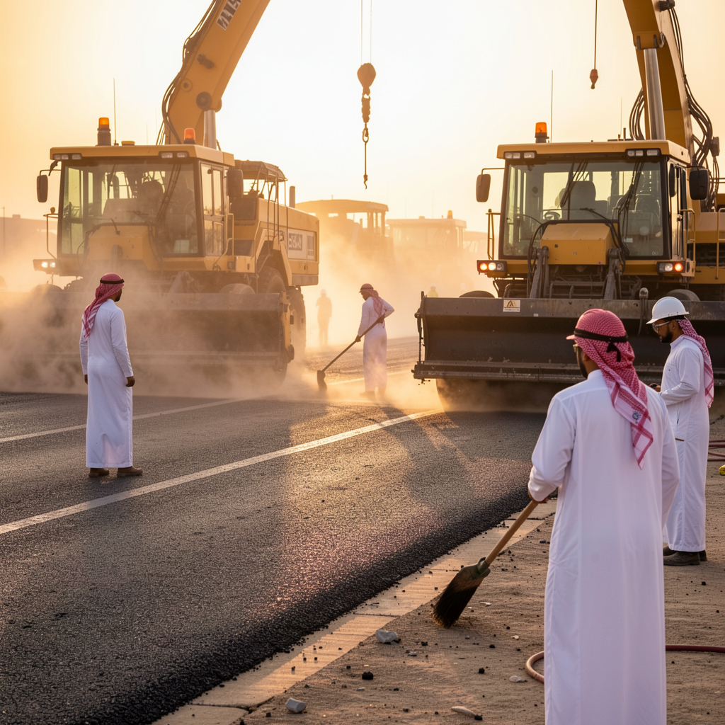 أعمال إنشاء طرق في السعودية