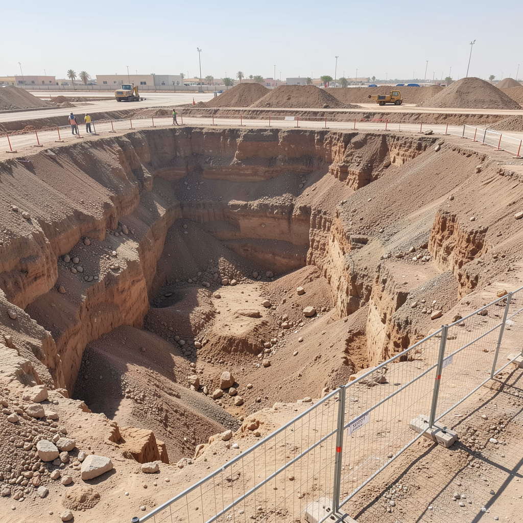 موقع حفر قبل تركيب المرافق