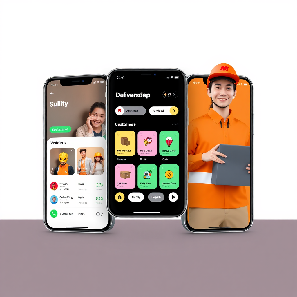 Marketplace and delivery apps mockup