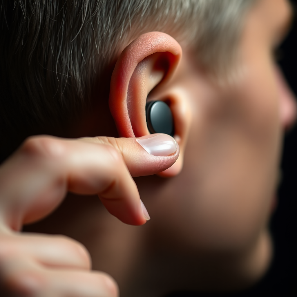 يد تلمس سماعة ديجيتال M13 لإظهار عملية اللمس الذكية للتحكم بالموسيقى والمكالمات