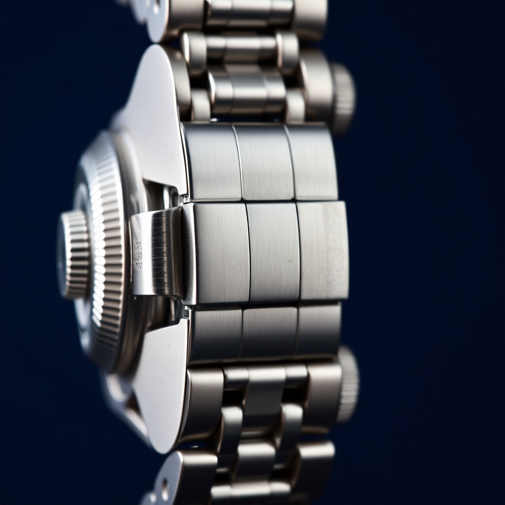 صورة لقفل ساعة معدن فضي آمن وسهل الفتح والغلق بتصميم رجالي أنيق